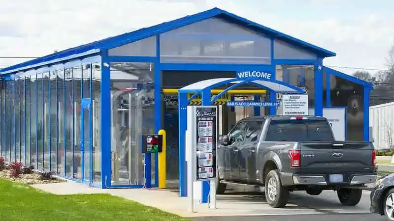 Pennsylvania car wash building blue
